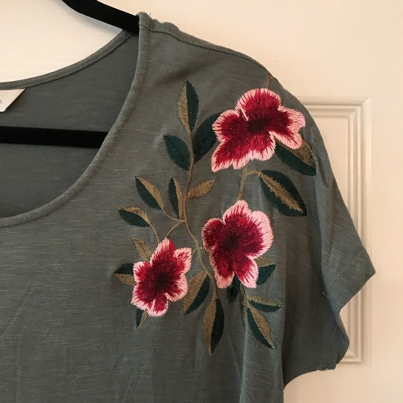 Army Green Embroidered Top - Picture 2 of 3